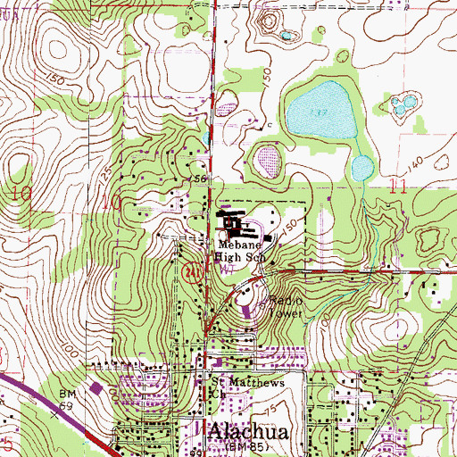 Topographic Map of A L Mebane Middle School, FL