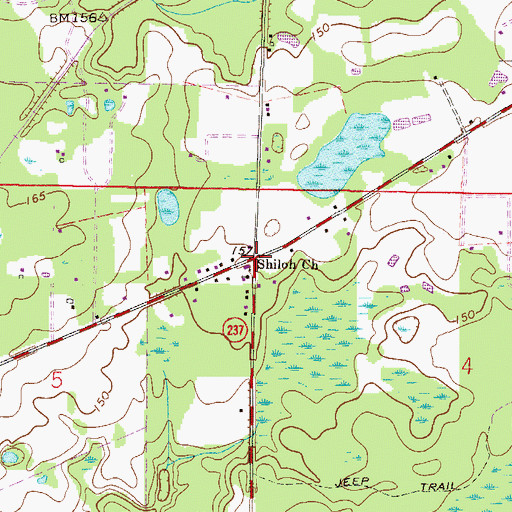 Topographic Map of Banks Chapel COGIC, FL