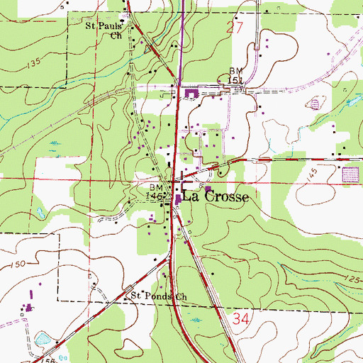 Topographic Map of La Crosse Fire Department, FL