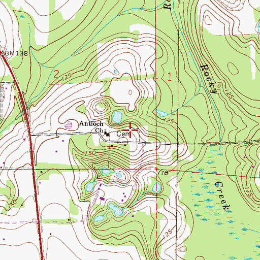 Topographic Map of Antioch Cemetery, FL