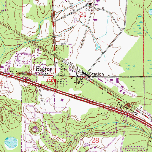 Topographic Map of Hague Baptist Church, FL