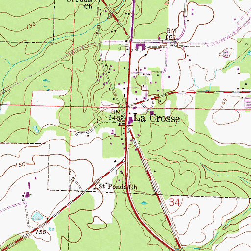 Topographic Map of La Crosse Post Office, FL