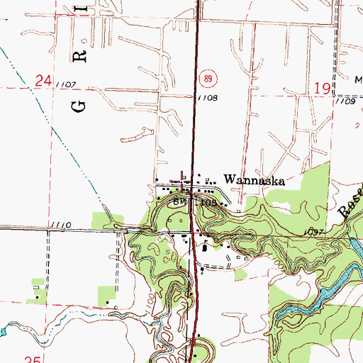 Topographic Map of Wannaska Post Office, MN