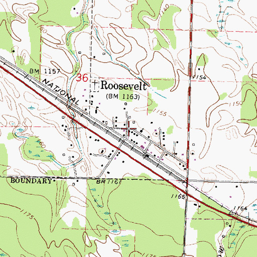 Topographic Map of Roosevelt Park, MN