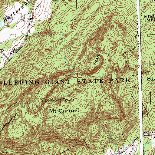 Topographic Map of Sleeping Giant State Park, CT