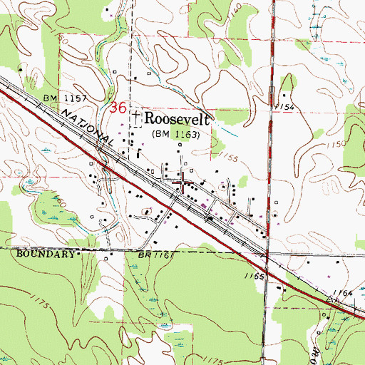 Topographic Map of Roosevelt Post Office, MN