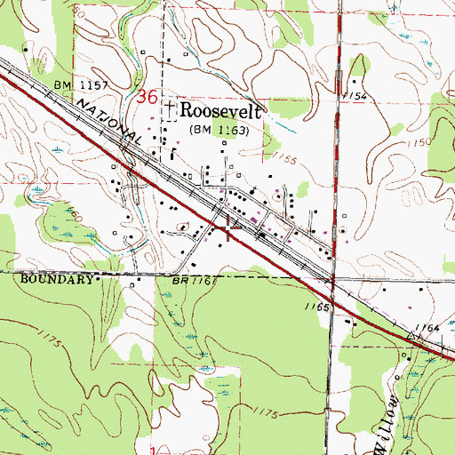 Topographic Map of Roosevelt Station, MN