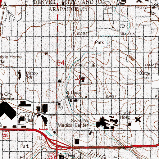 Topographic Map of Englewood Bible Church, CO
