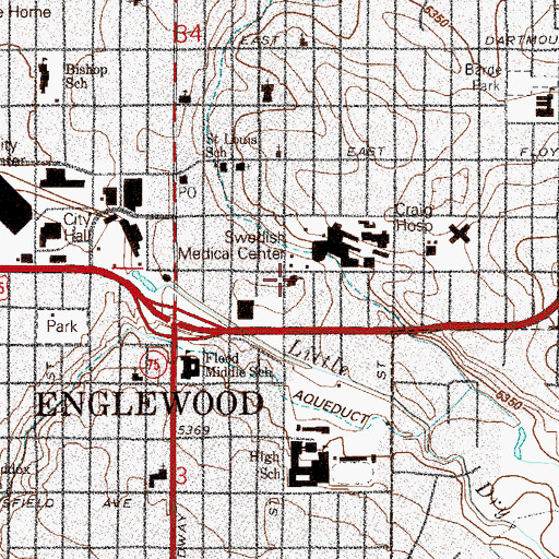 Topographic Map of First Presbyterian Church of Englewood, CO