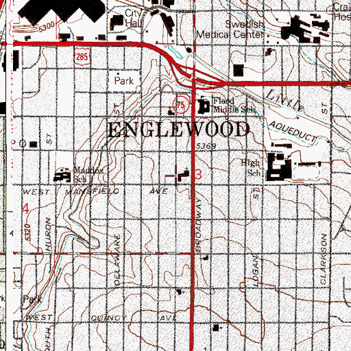 Topographic Map of Englewood United Methodist Church, CO