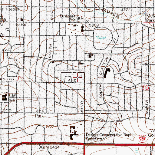 Topographic Map of Korean Emmanuel United Methodist Church, CO