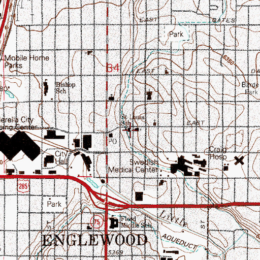 Topographic Map of Saint Louis Catholic Church, CO