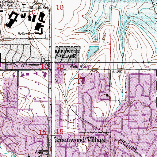 Topographic Map of Cherry Creek Presbyterian Church, CO
