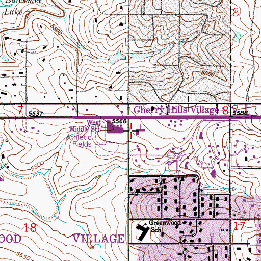 Topographic Map of Greenwood Community Church, CO