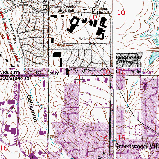 Topographic Map of Saint Peter Lutheran Church, CO