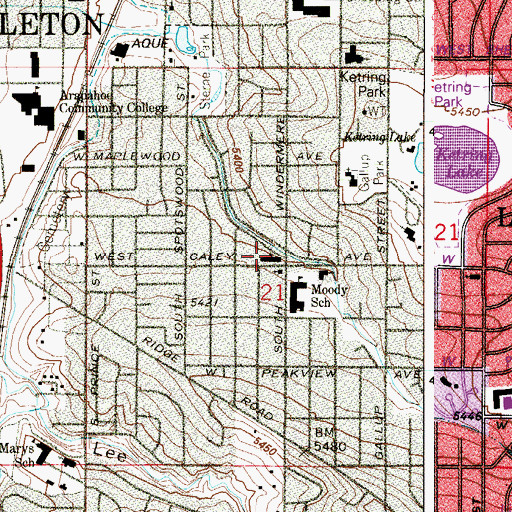 Topographic Map of Ascension Lutheran Church, CO