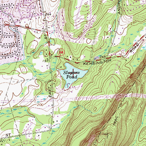 Topographic Map of Slopers Pond, CT
