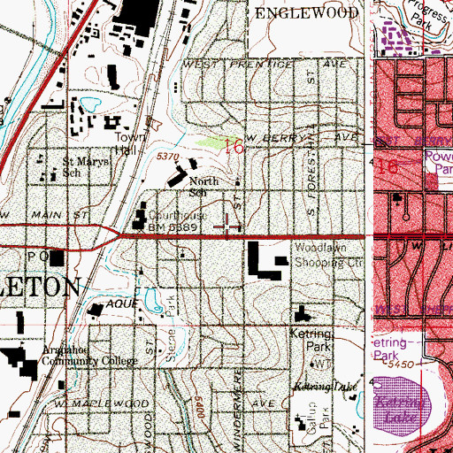 Topographic Map of First Presbyterian Church, CO