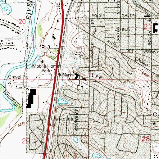 Topographic Map of Saint Mary's Catholic Church, CO