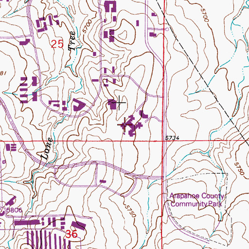Topographic Map of Arapahoe County Justice Center, CO