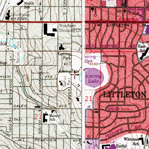 Topographic Map of Littleton Historical Museum, CO