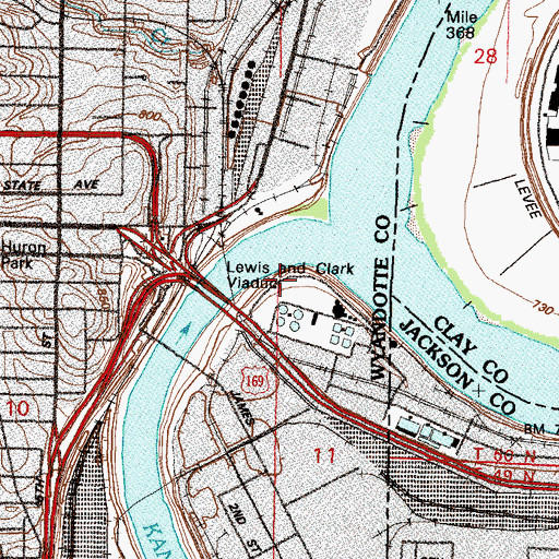 Topographic Map of Central Industrial District Levee Unit, KS