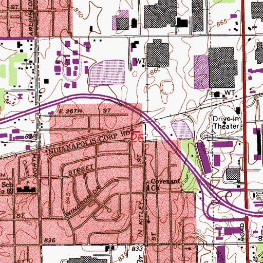 Topographic Map of Windsor Village Park, IN