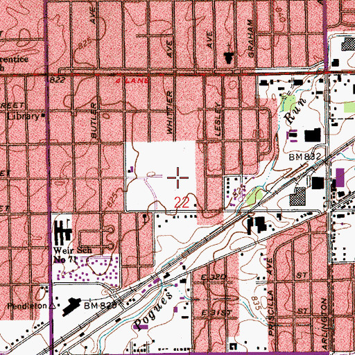 Topographic Map of Wes Montgomery Park, IN