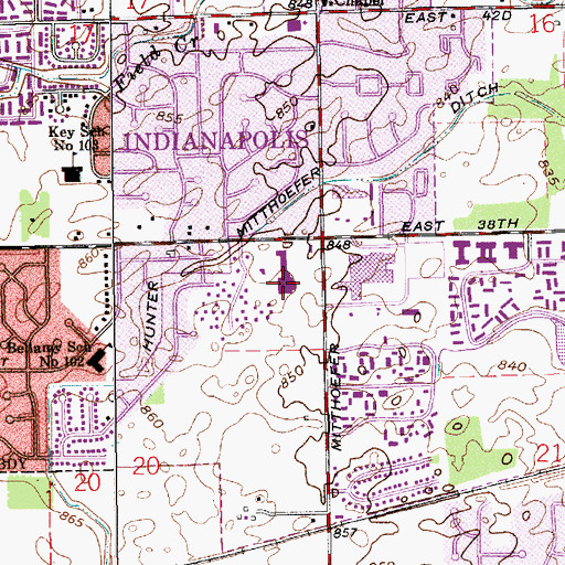 Topographic Map of Raintree Plaza Shopping Center, IN