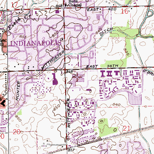 Topographic Map of John Marshall Junior High School, IN