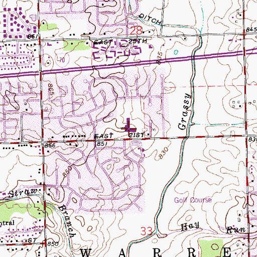 Topographic Map of Heather Hills Elementary School, IN