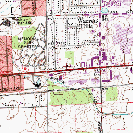 Topographic Map of Cherry Tree Professional Center, IN