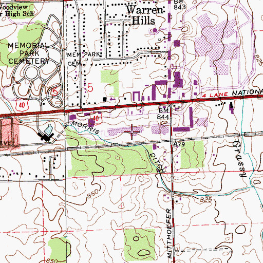 Topographic Map of Cherry Tree Shopping Center, IN