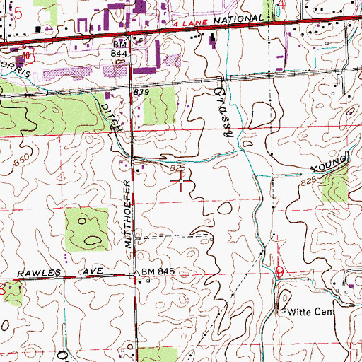 Topographic Map of Morning Star Golf Course, IN