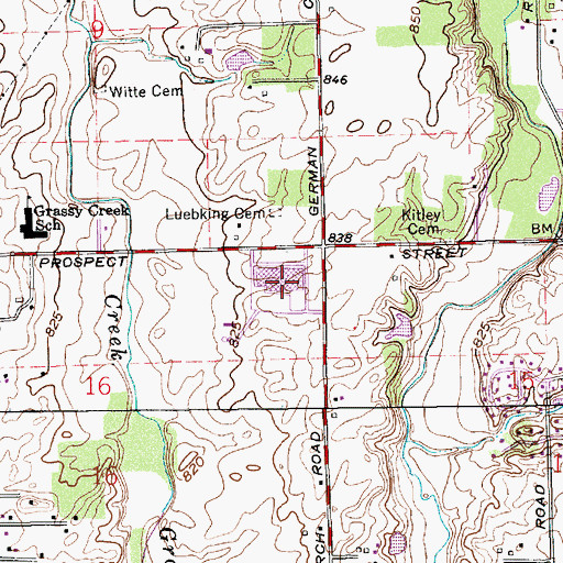 Topographic Map of Creston Middle School, IN
