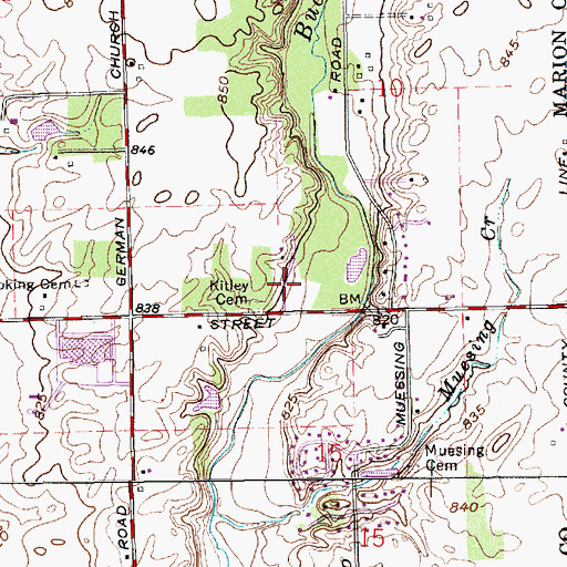 Topographic Map of Paul Ruster Park, IN