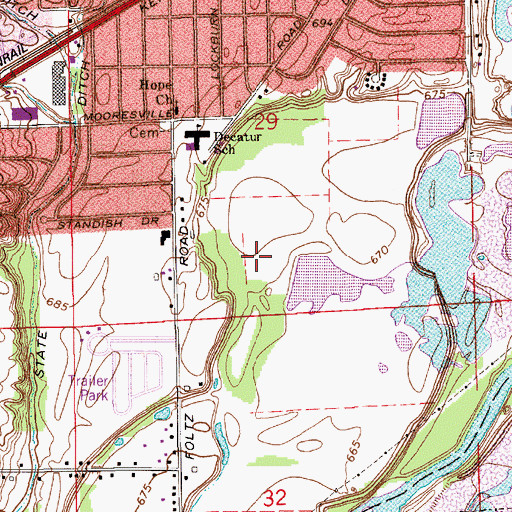 Topographic Map of Buffer Park Golf Course, IN