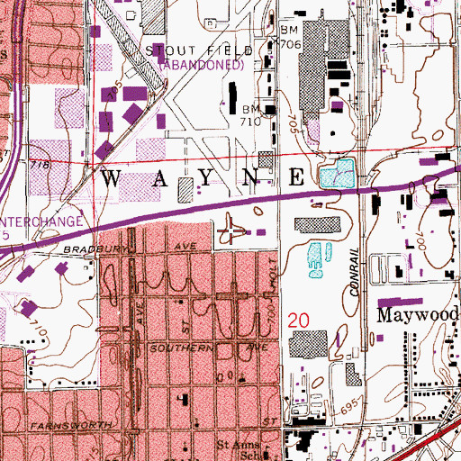 Topographic Map of Stout Field Park, IN