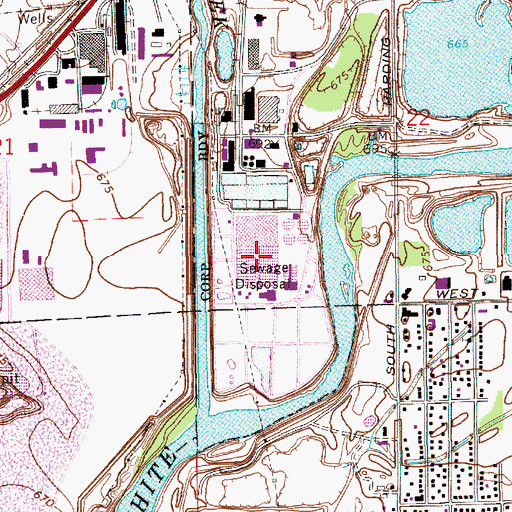 Topographic Map of Belmont Advanced Wastewater Treatment Facility, IN