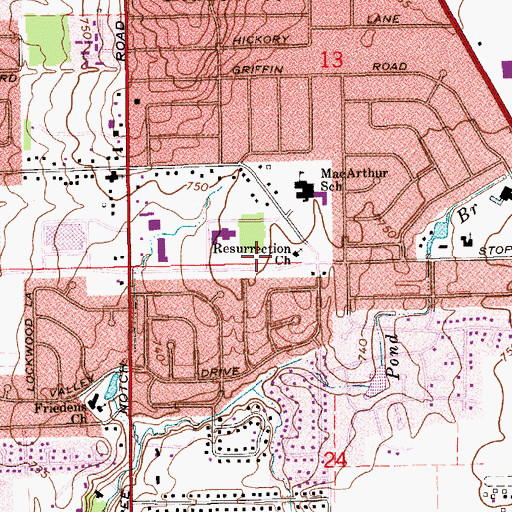 Topographic Map of Perry Park, IN