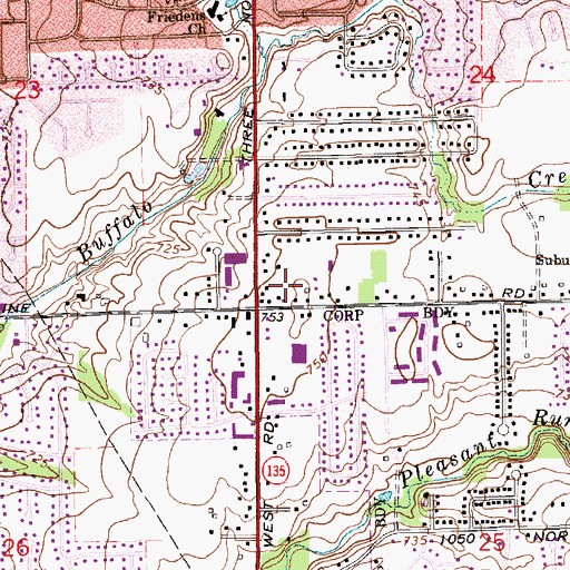 Topographic Map of South Village Plaza Shopping Center, IN