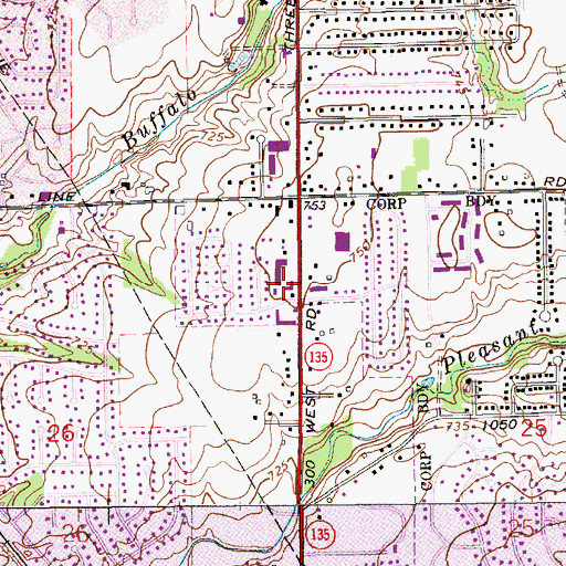 Topographic Map of Country Center Shopping Center, IN