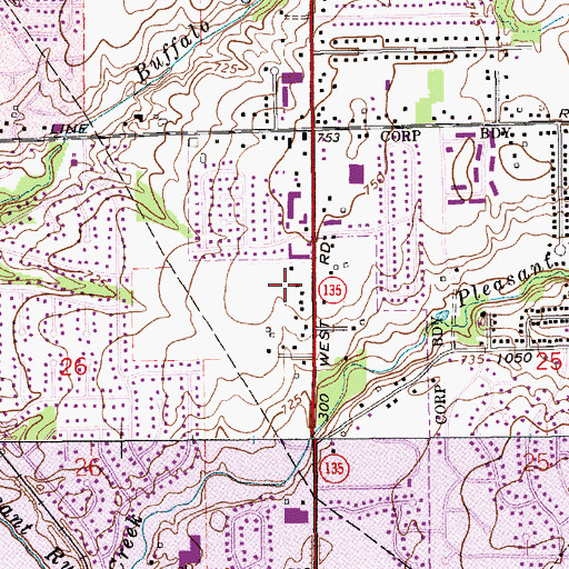 Topographic Map of Meridian Meadows Shopping Center, IN