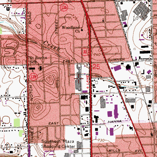 Topographic Map of South 31 Shopping Center, IN