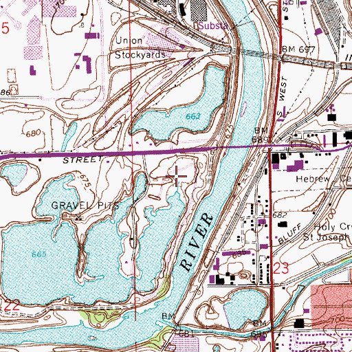 Topographic Map of Lilly Recreation Park, IN