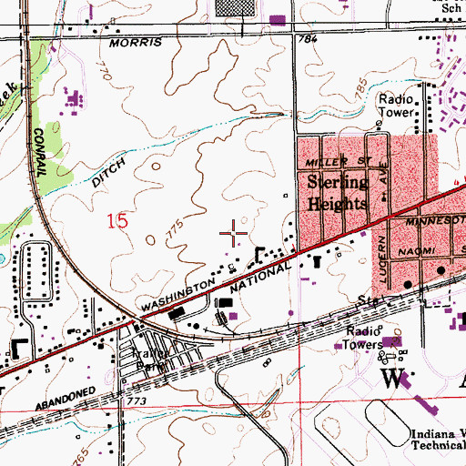 Topographic Map of Washington Industrial Park, IN