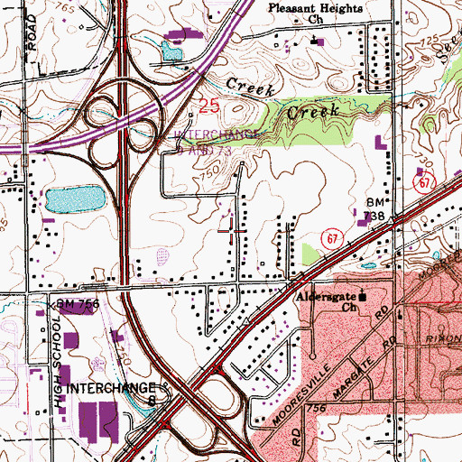 Topographic Map of Airport Business Center, IN