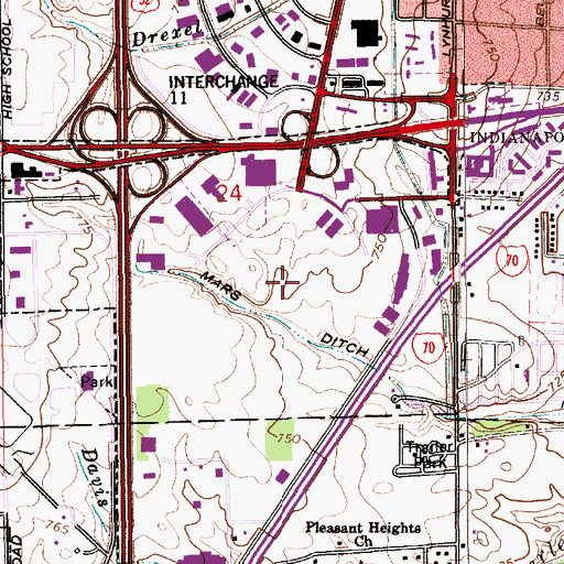 Topographic Map of Fletcher Business Park, IN