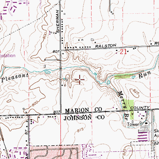 Topographic Map of Smock Golf Course, IN