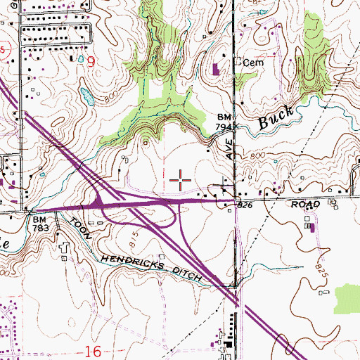 Topographic Map of Southport Commons Retail Center, IN